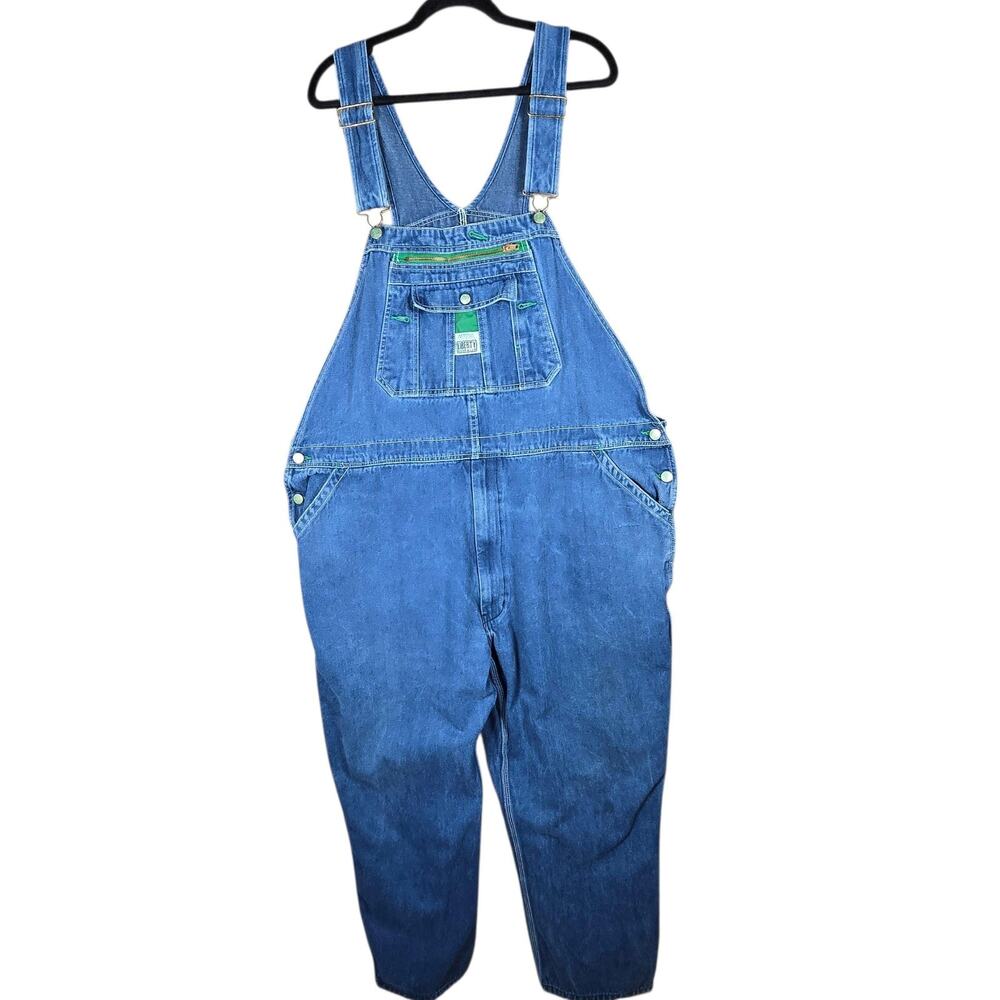 Liberty Overalls Mens 46x30 Blue Denim Bib Workwear Carpenter Farm‎ Utility